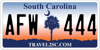 SC license plate AFW444
