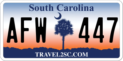 SC license plate AFW447