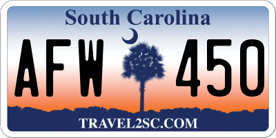 SC license plate AFW450