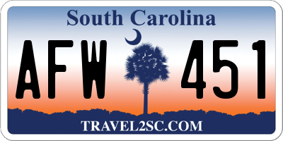 SC license plate AFW451