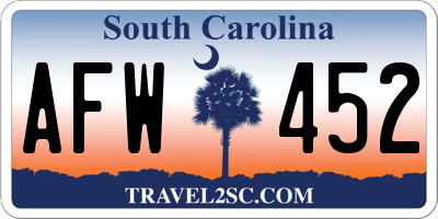 SC license plate AFW452