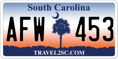 SC license plate AFW453