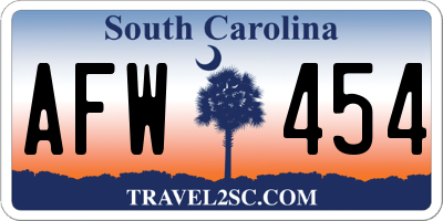 SC license plate AFW454