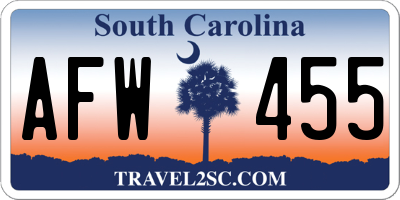 SC license plate AFW455