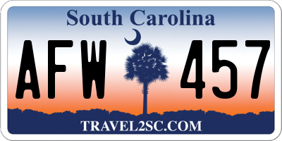 SC license plate AFW457