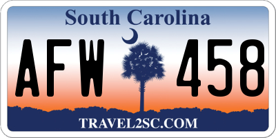 SC license plate AFW458