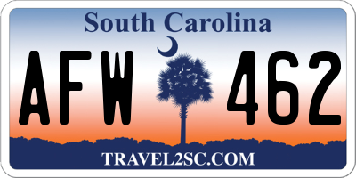 SC license plate AFW462