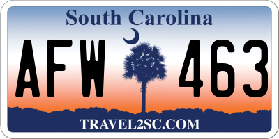 SC license plate AFW463