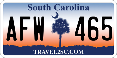SC license plate AFW465