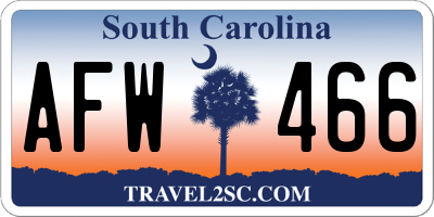 SC license plate AFW466