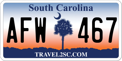 SC license plate AFW467