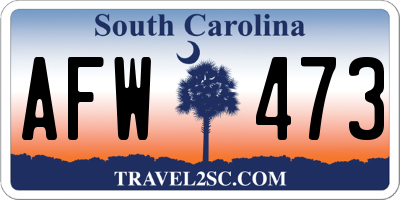 SC license plate AFW473