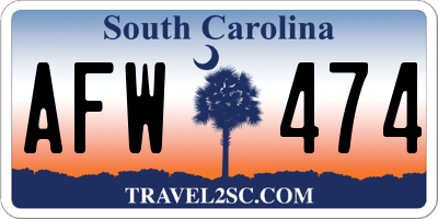 SC license plate AFW474