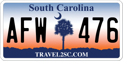 SC license plate AFW476