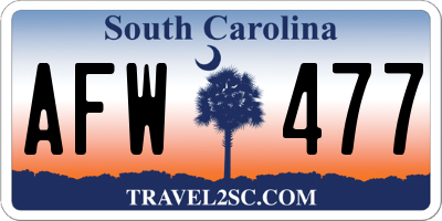 SC license plate AFW477