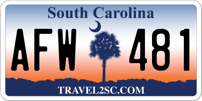 SC license plate AFW481