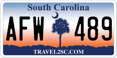 SC license plate AFW489