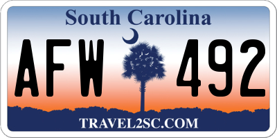 SC license plate AFW492