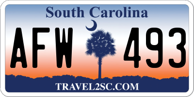 SC license plate AFW493