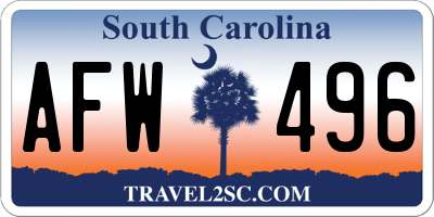 SC license plate AFW496