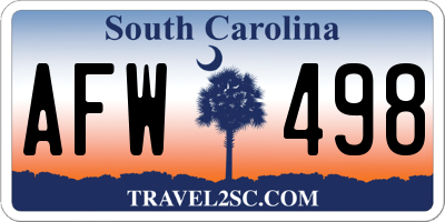 SC license plate AFW498