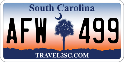 SC license plate AFW499