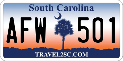 SC license plate AFW501