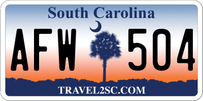 SC license plate AFW504