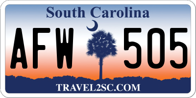 SC license plate AFW505