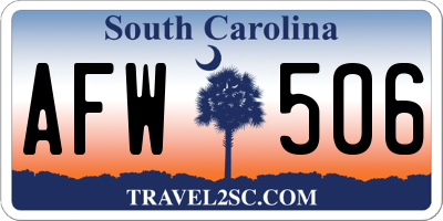 SC license plate AFW506