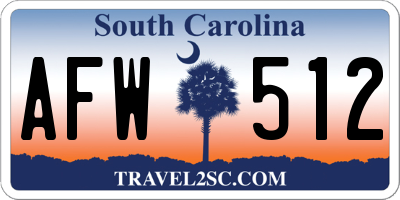 SC license plate AFW512