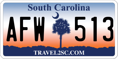 SC license plate AFW513