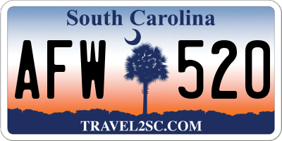SC license plate AFW520