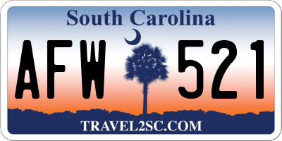 SC license plate AFW521