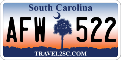 SC license plate AFW522