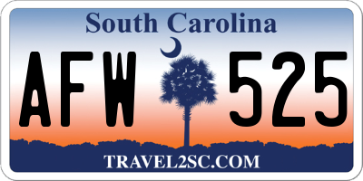 SC license plate AFW525