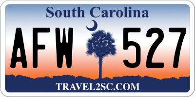 SC license plate AFW527