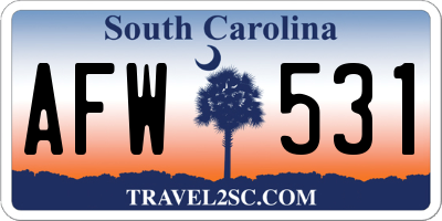 SC license plate AFW531