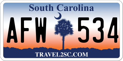 SC license plate AFW534