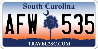 SC license plate AFW535