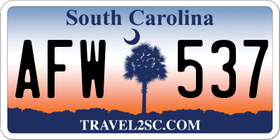 SC license plate AFW537