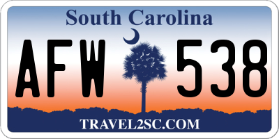 SC license plate AFW538