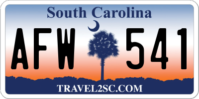SC license plate AFW541