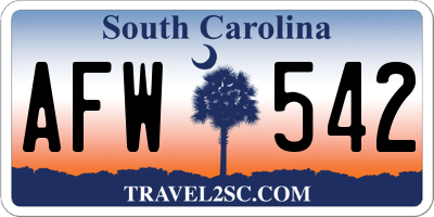 SC license plate AFW542