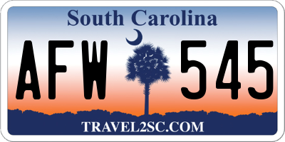 SC license plate AFW545