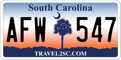 SC license plate AFW547