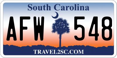 SC license plate AFW548