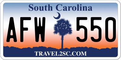 SC license plate AFW550