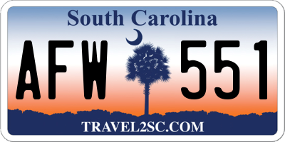 SC license plate AFW551
