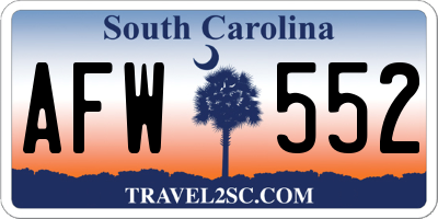 SC license plate AFW552